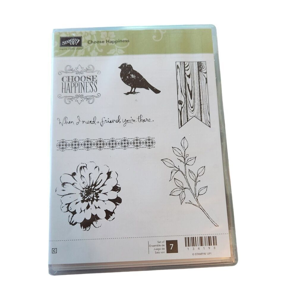 Stampin' Up! CHOOSE HAPPINESS Stamp Set of 7 134198‎ Bird Floral Friend